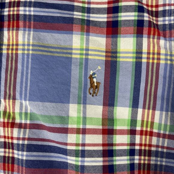 Ralph Lauren Stretch Oxford Shirt Mens Large Plaid Slim Fit Button Down Pony - Picture 4 of 13